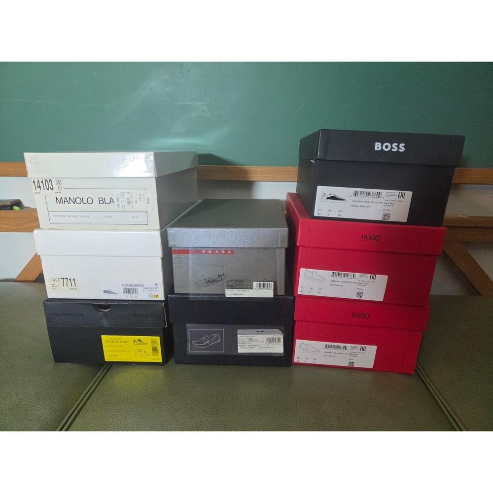 Men Luxury Shoe Lot 8 Pairs Prada Manolo Blahnik Hugo Boss Vince Size 10 9.5